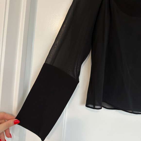 Dion Lee Mesh Long Sleeve Top Silk Knit Moulded Bustier High Neck in Black - Picture 5 of 9